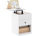 BYHBYLWISSFEN White Bedside Table with Lift Top - Modern Storage Nightstand with Hidden Compartment, Perfect for Bedroom or Living Room