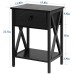 BYHBYLWISSFEN Black Bedside Table with Drawer - Stylish Wooden Nightstand with Storage, Compact Design for Small Spaces, Bedroom Furniture